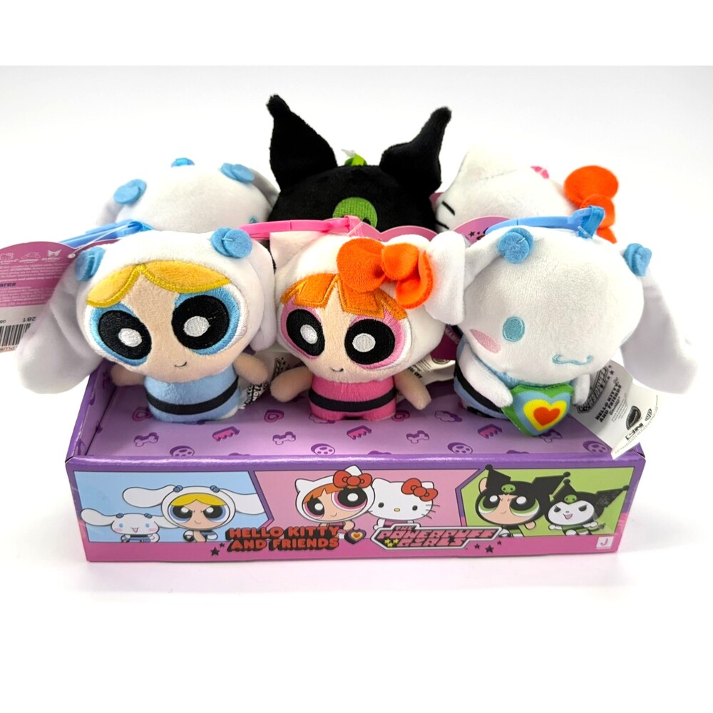 Hello Kitty and Friends The Powerpuff Girls Plush Bag Charms Set Of 6 W/Box